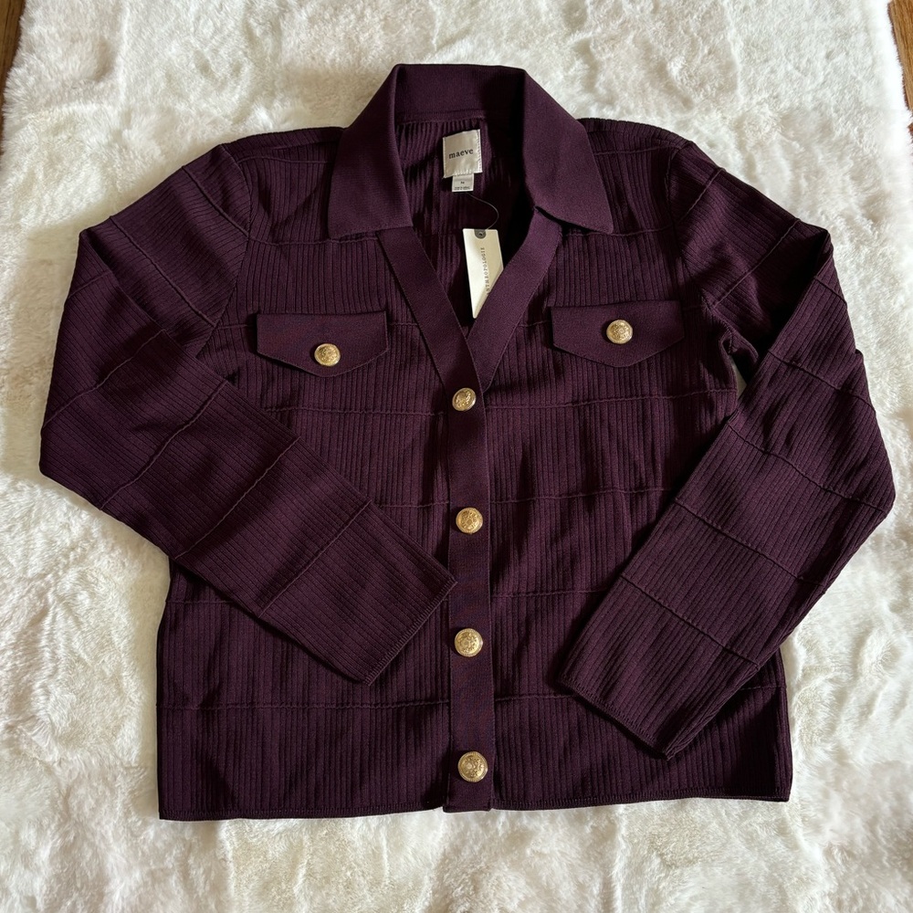 Anthropologie Maeve Collared Cardigan Sweater